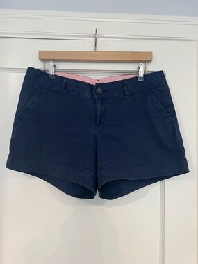 Lilly Pulitzer Callahan Navy Womens Shorts with Pink Waistband Trim